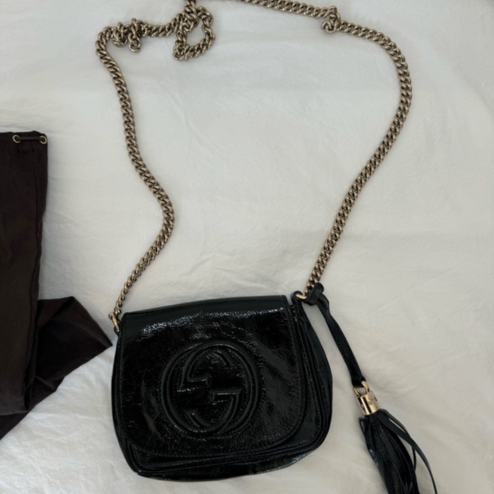 Gucci Soho Patent Leather Crossbody Chain Bag